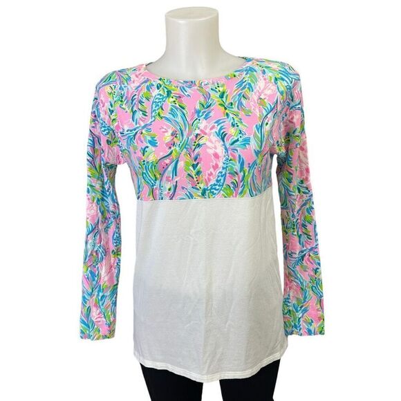 Lilly Pulitzer Finn Long Sleeve Top Cotton Multi Unicorn of the Sea Size XXS - Picture 1 of 9